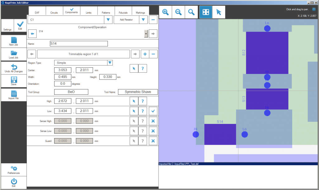 software for laser resistor trimming